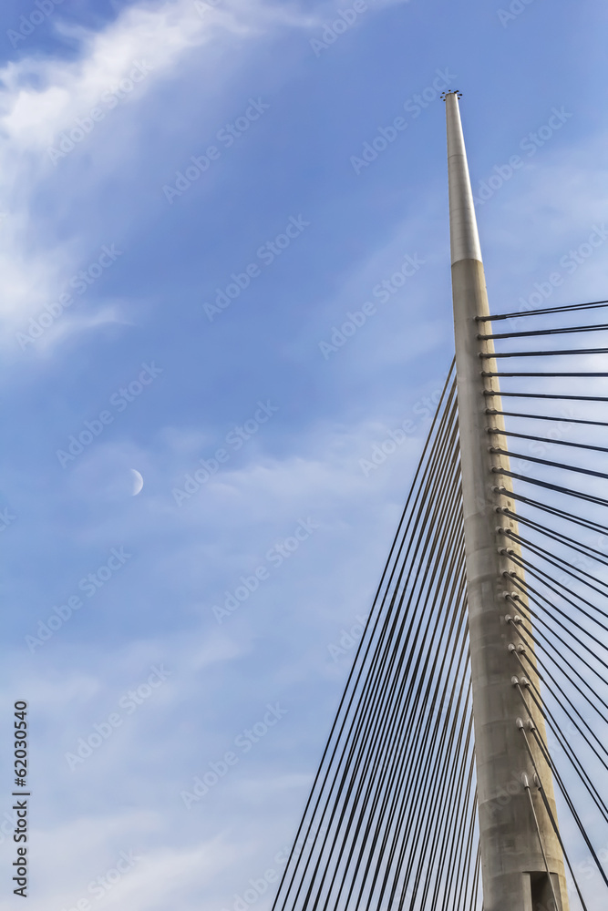 Suspension Bridge Over Ada Pylon - Detail - Belgrade - Serbia Suspension Bridge Over Ada Pylon - Detail - Belgrade - Serbia