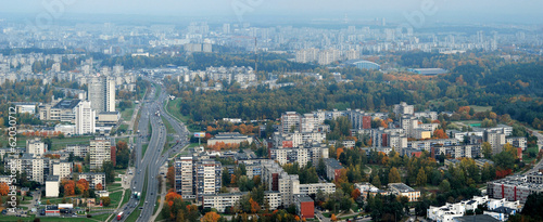 Vilnius city aerial view - Lithuanian capital bird eye view