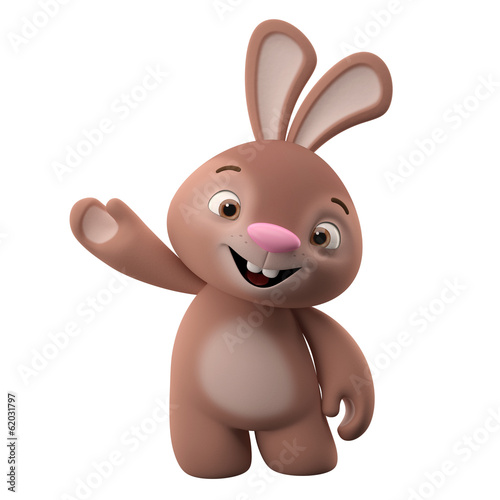 Amazing 3D happy easter bunny, merry cartoon rabbit