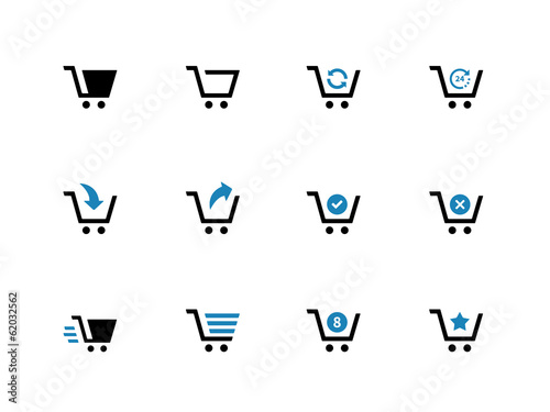Shopping cart duotone icons on white background.