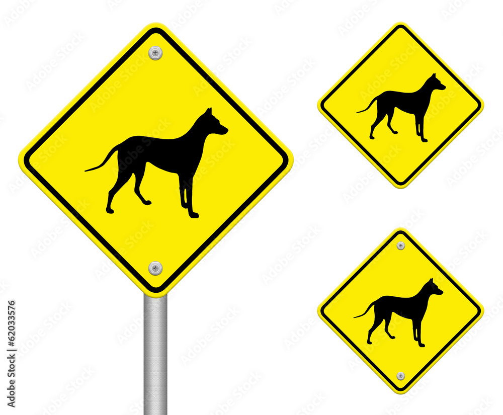beware dog crossing traffic sign,part of a series beware dog crossing traffic sign,part of a series