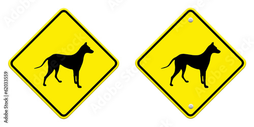beware dog crossing traffic sign part of a series