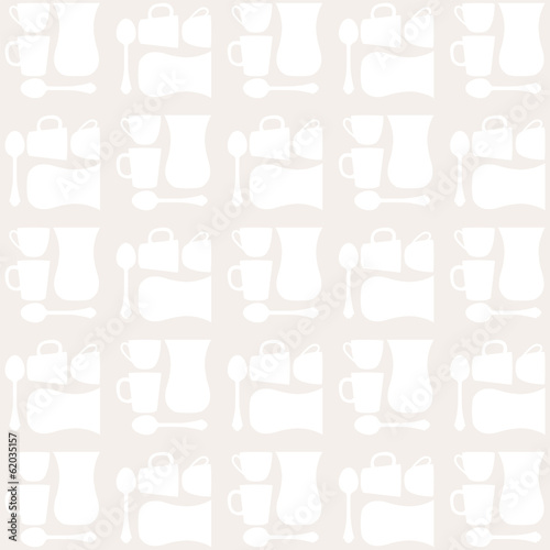 cups, tea cups and teaspoons seamless repeat pattern.