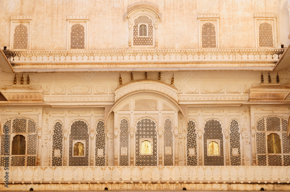 Fototapeta premium Richly decorated facade of a building in India