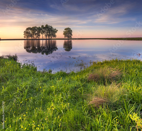 Fototapeta Naklejka Na Ścianę i Meble -  Colorful spring landscape on the lake
