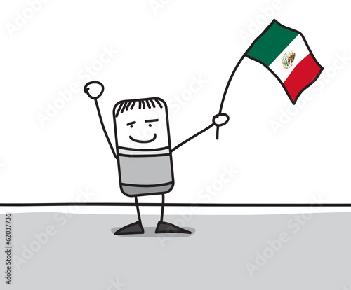 Personnage agitant le drapeau du Mexique