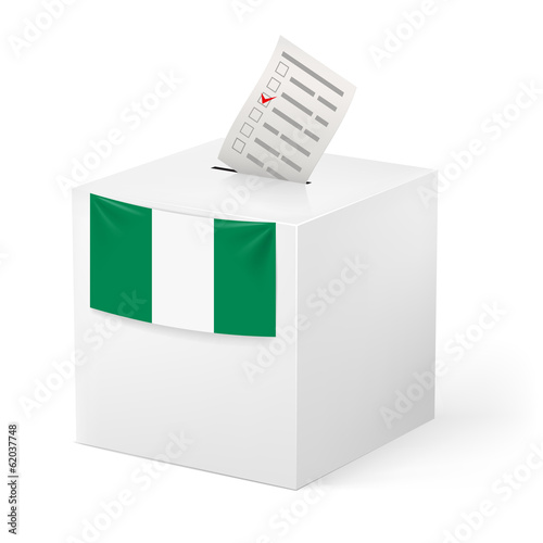 Ballot box with voting paper. Nigeria