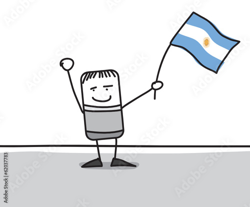 Personnage agitant le drapeau de l'Argentine