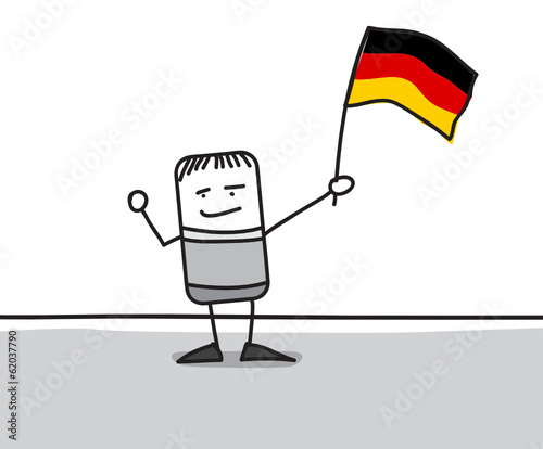 Personnage agitant le drapeau de l'Allemagne