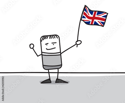 Personnage agitant le drapeau de