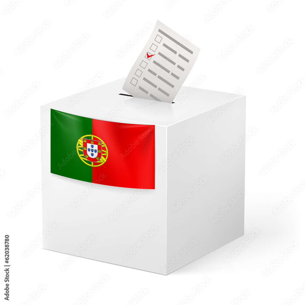 Ballot box with voting paper. Portugal Ballot box with voting paper. Portugal