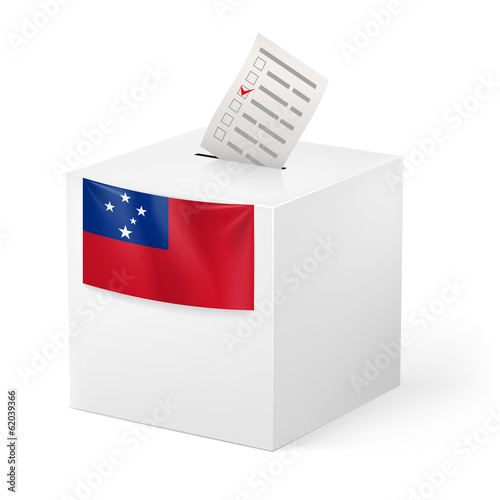 Ballot box with voting paper. Samoa