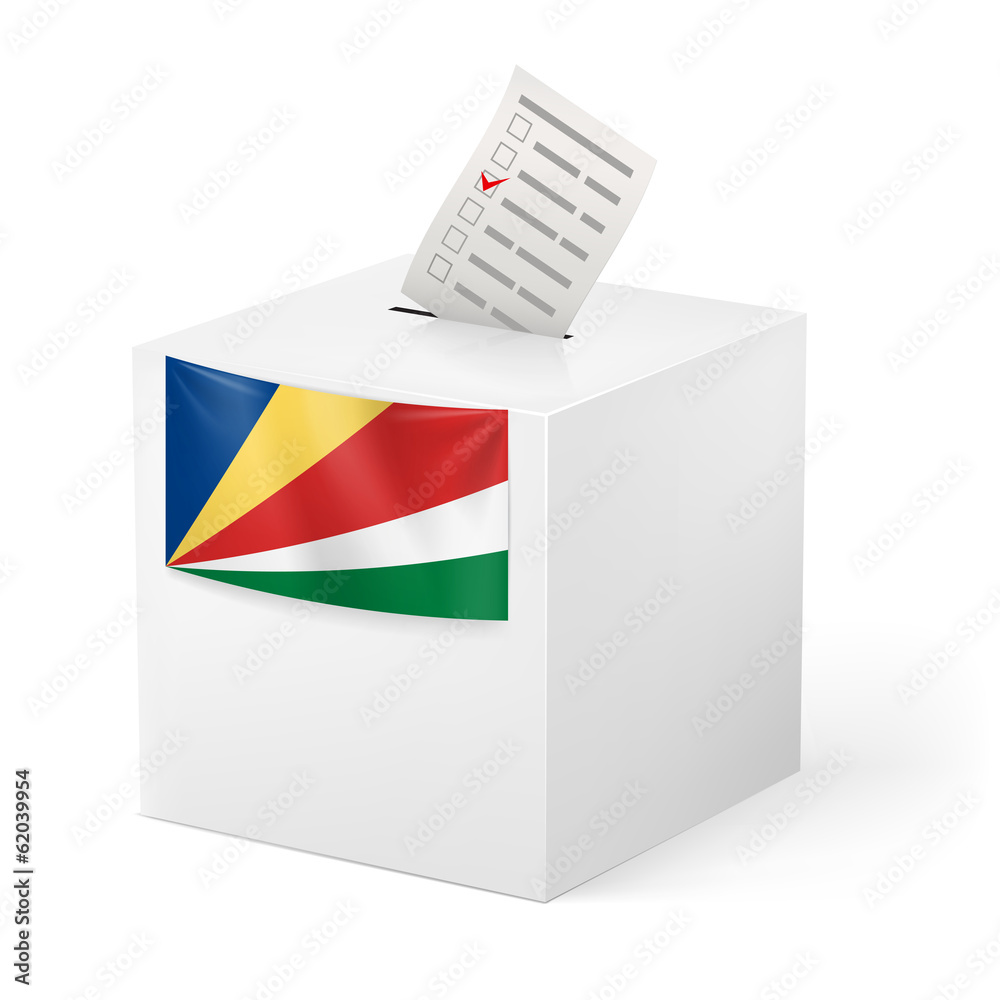 Ballot box with voting paper. Seychelles Ballot box with voting paper. Seychelles