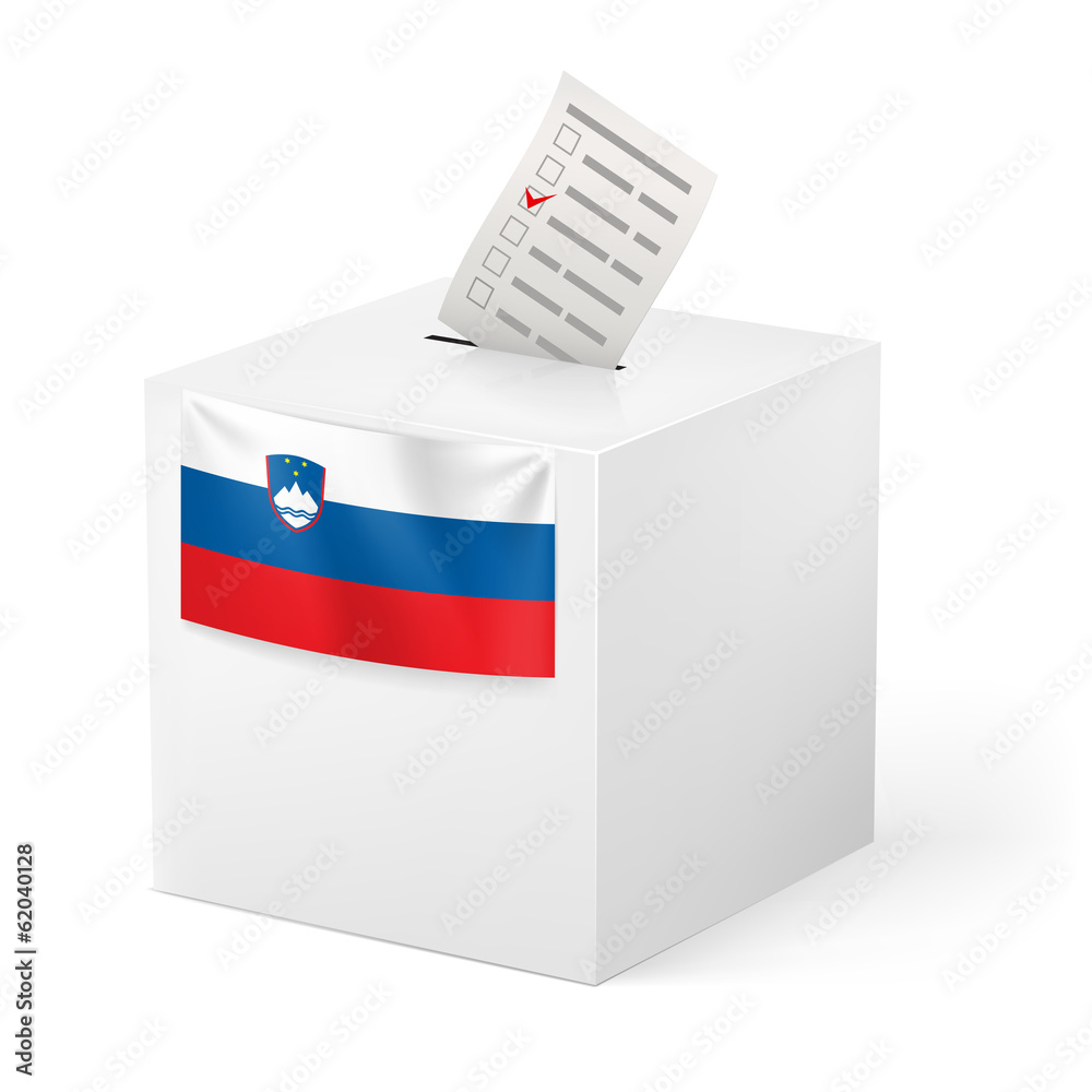Ballot box with voting paper. Slovenia Ballot box with voting paper. Slovenia