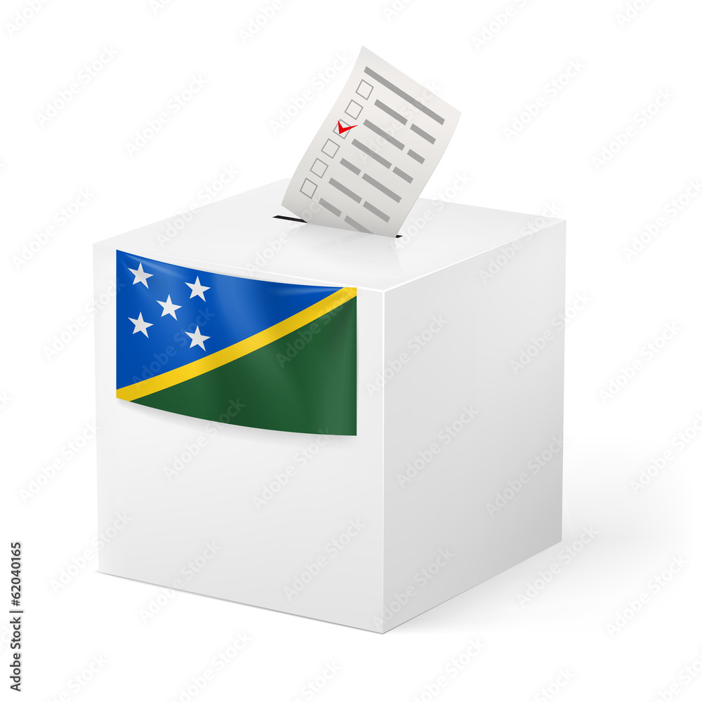 Ballot box with voting paper. Solomon Islands Ballot box with voting paper. Solomon Islands