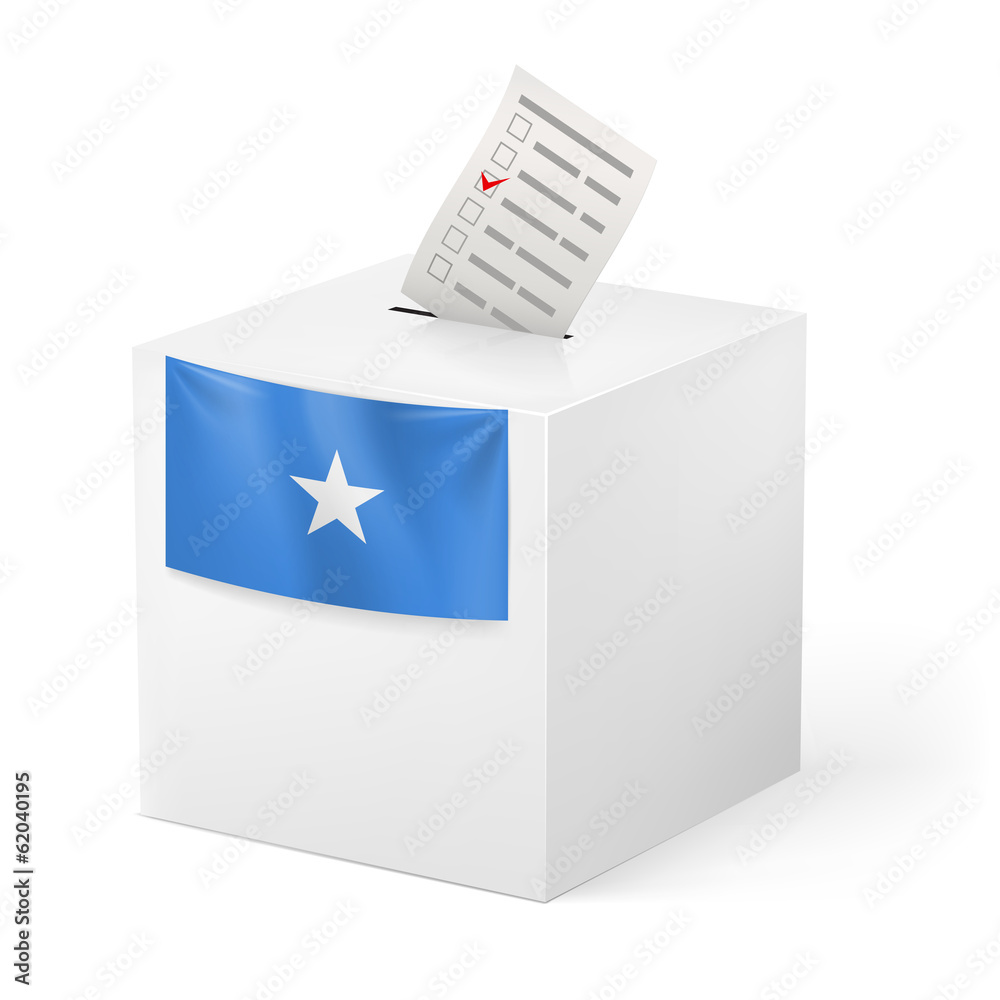 Ballot box with voting paper. Somalia Ballot box with voting paper. Somalia