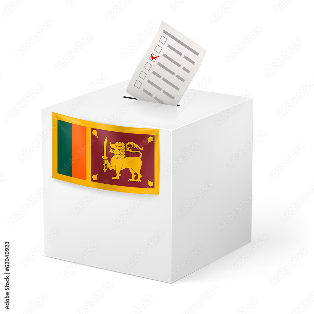 Ballot box with voting paper. Sri Lanka Ballot box with voting paper. Sri Lanka