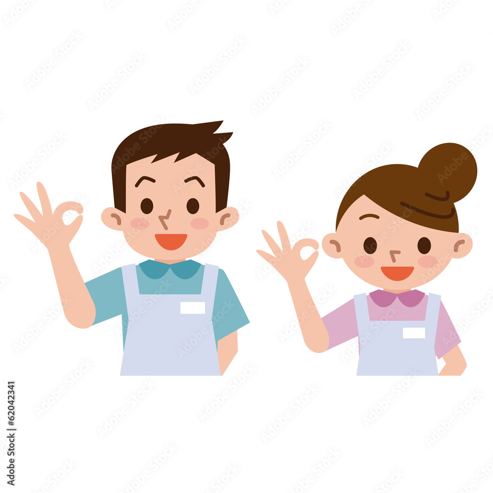 OKサインの介護士