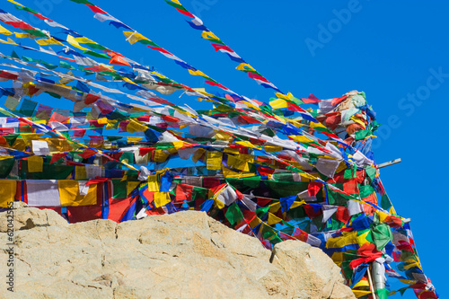 Prayer flags and mountain