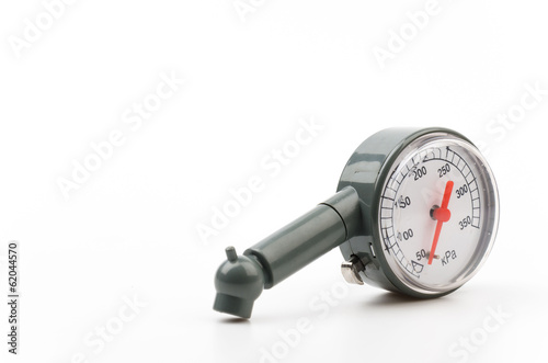 Tire pressure gauge isolated white background