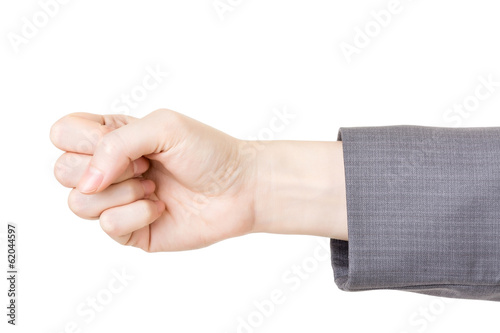Business woman's hand with fist gesture