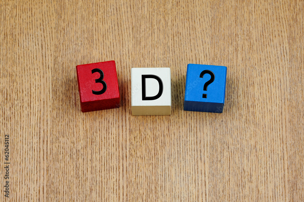 3D, sign series for computers, technology, 3D printing and TV.