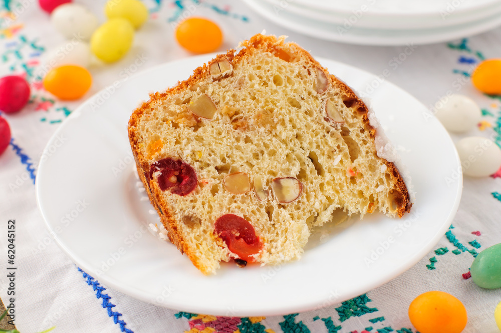 A Slice of Kulitch (Kulich), Russian Easter Sweet Bread A Slice of Kulitch (Kulich), Russian Easter Sweet Bread