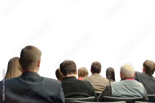 people sitting rear at the business conference isolated on white