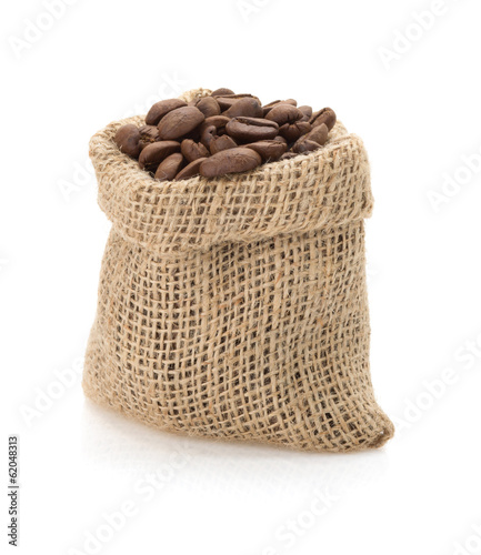 coffee beans in bag on white