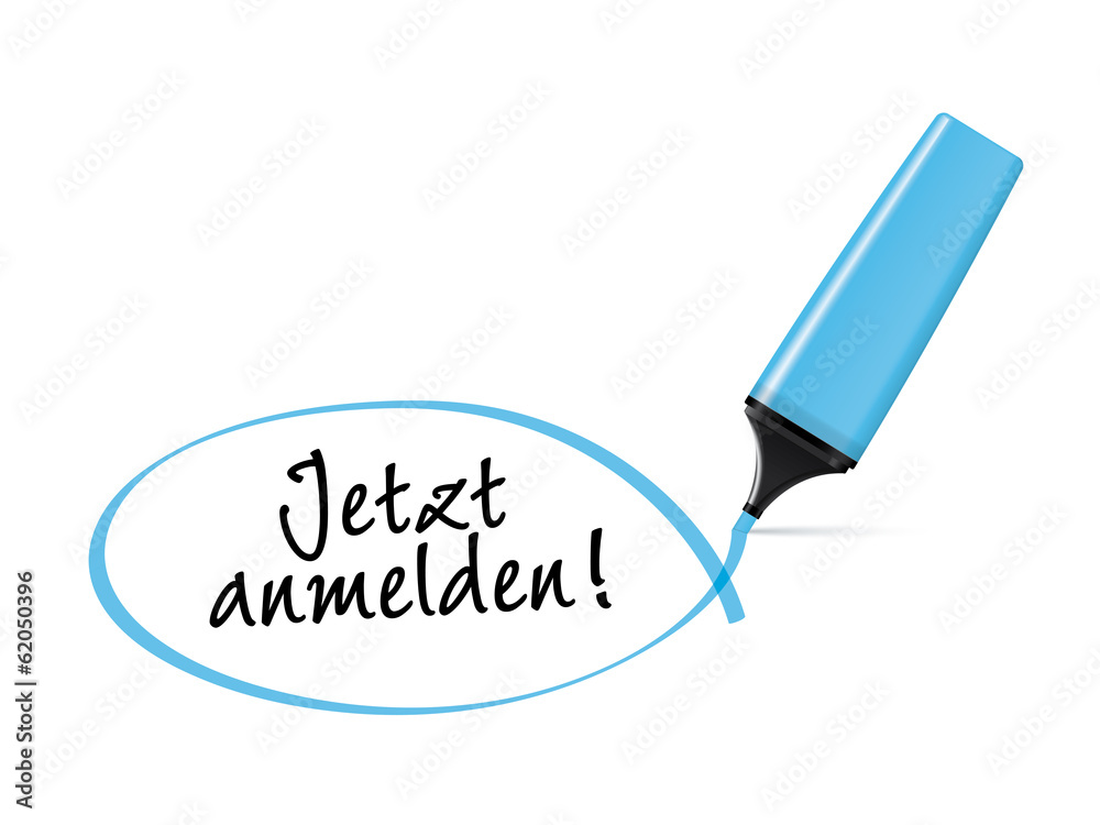 Jetzt anmelden - Textmarker mit Kringel