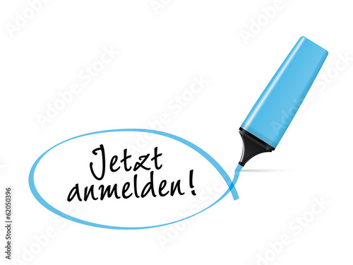 Jetzt anmelden - Textmarker mit Kringel