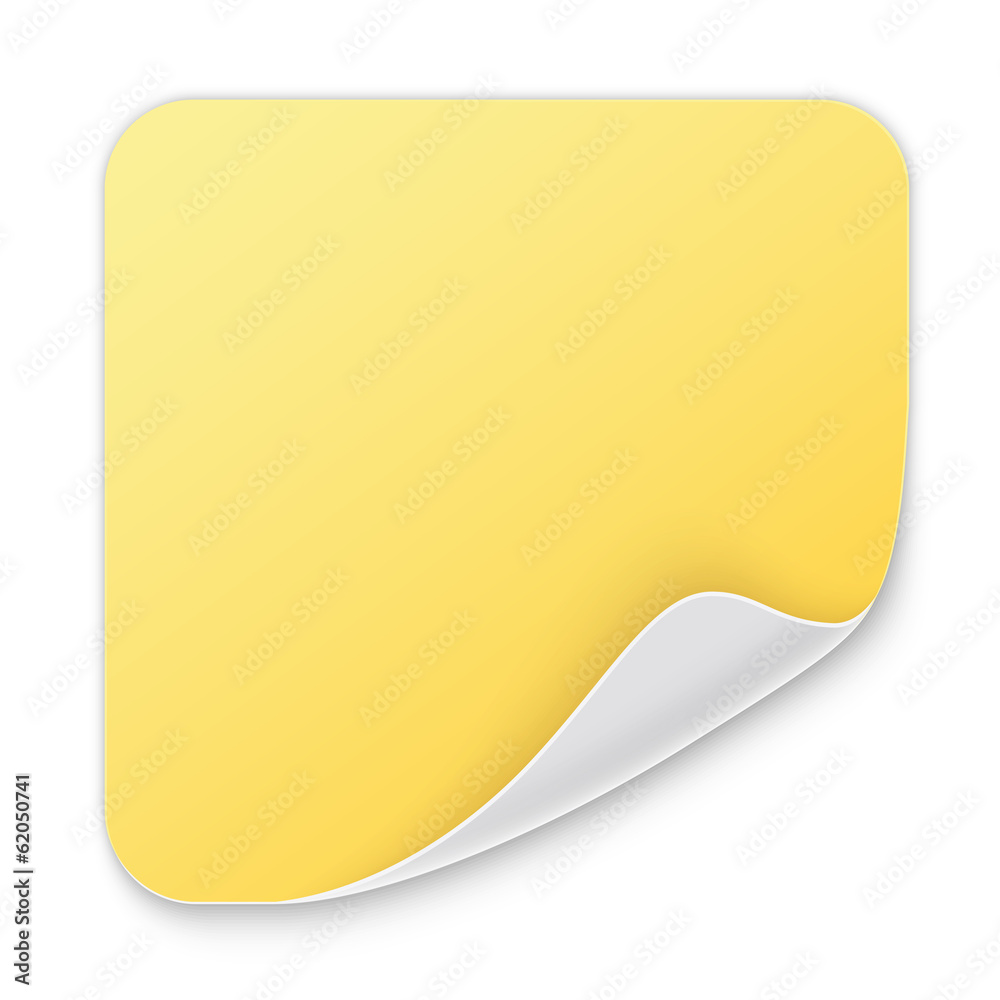 Yellow stick note isolated on white background Yellow stick note isolated on white background