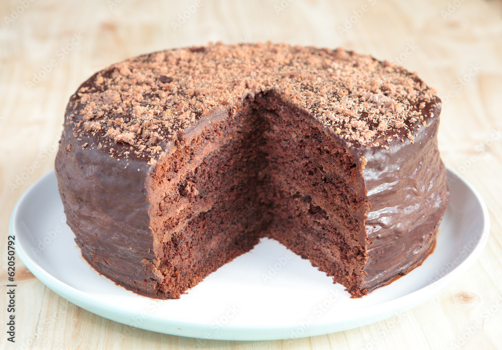 Chocolate sponge cake with chocolate buttercream frosting