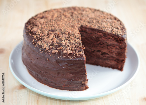 Chocolate sponge cake with chocolate buttercream frosting
