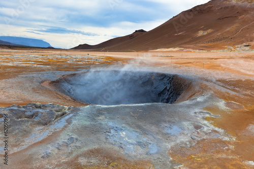 Hot Mud Pots in the Geothermal Area Hverir, Iceland