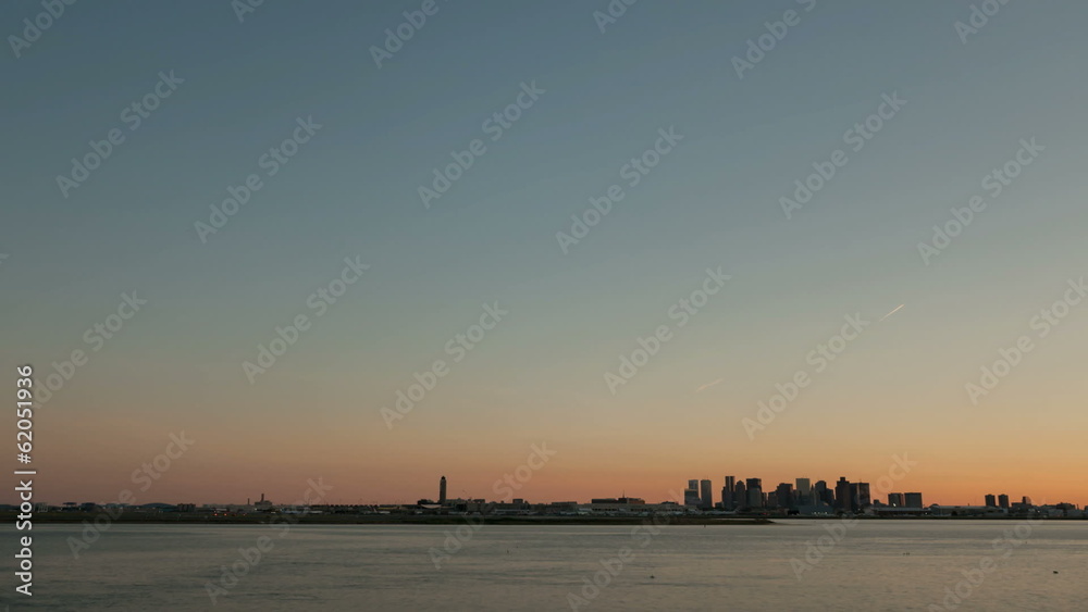Time lapse Boston Airport Skyline Sunset Time lapse Boston Airport Skyline Sunset