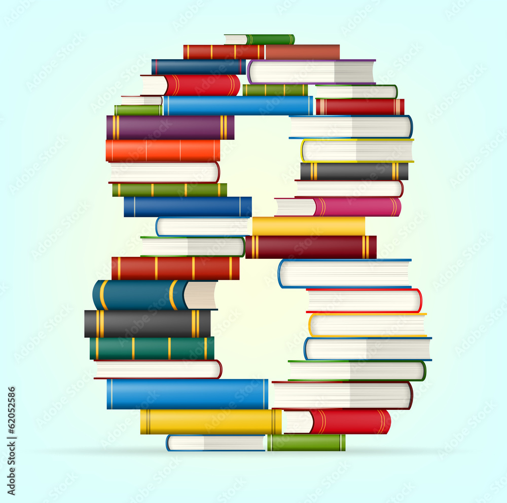 Numbers from stacks of multi colored books Numbers from stacks of multi colored books
