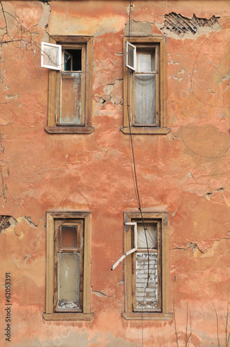 The window of a demolished house photo