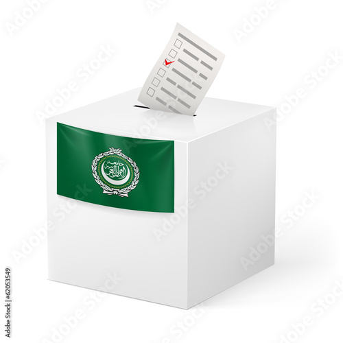 Ballot box with voting paper. Arab League photo