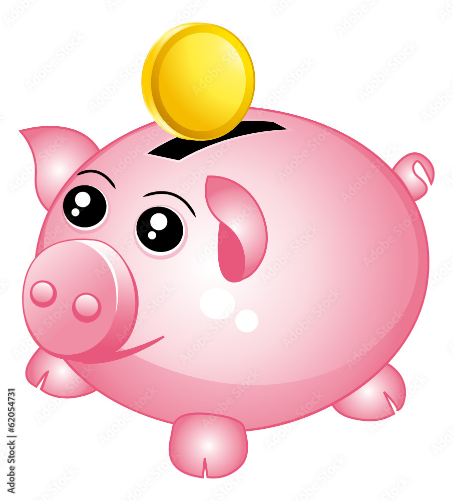 Piggy bank with one coin. Piggy bank with one coin.