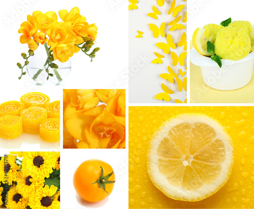 Collage of photos in yellow colors