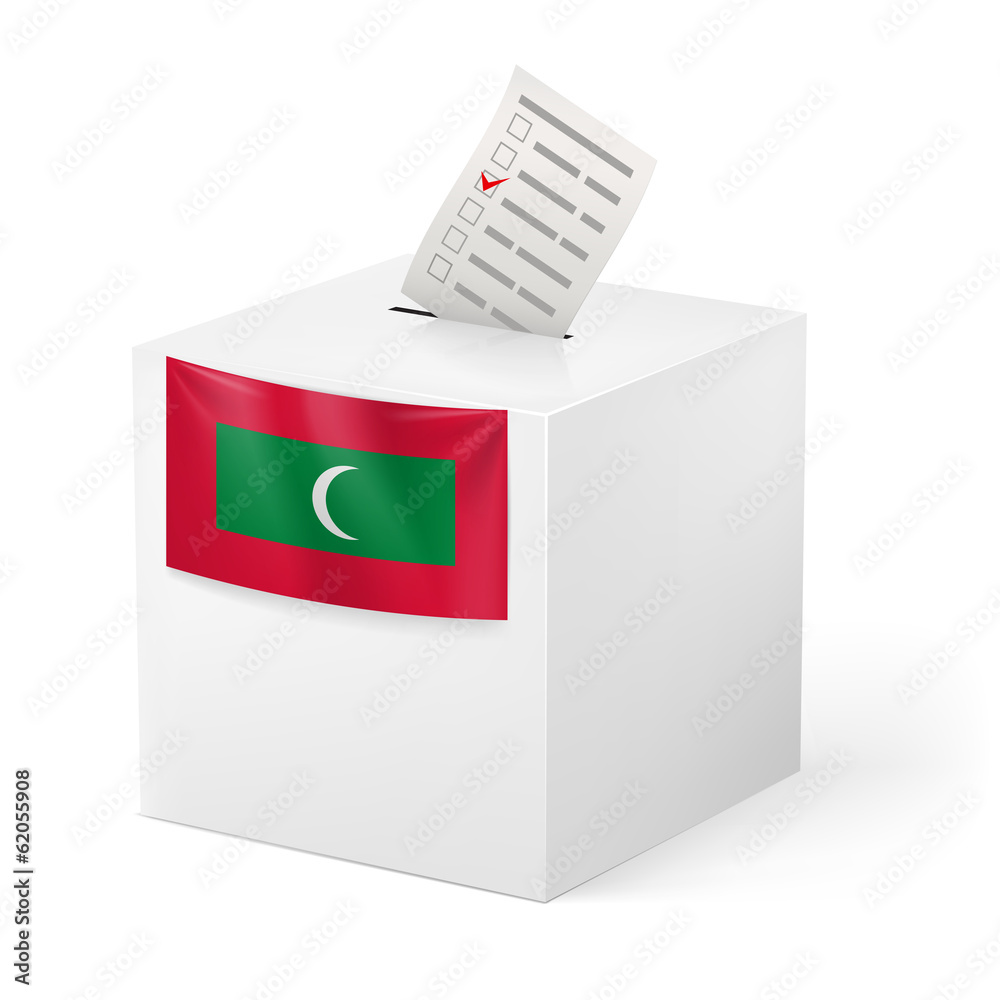 Ballot box with voting paper. Republic of the Maldives Ballot box with voting paper. Republic of the Maldives