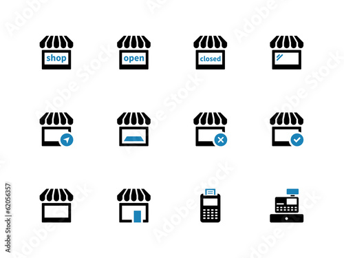 Shop duotone icons on white background.