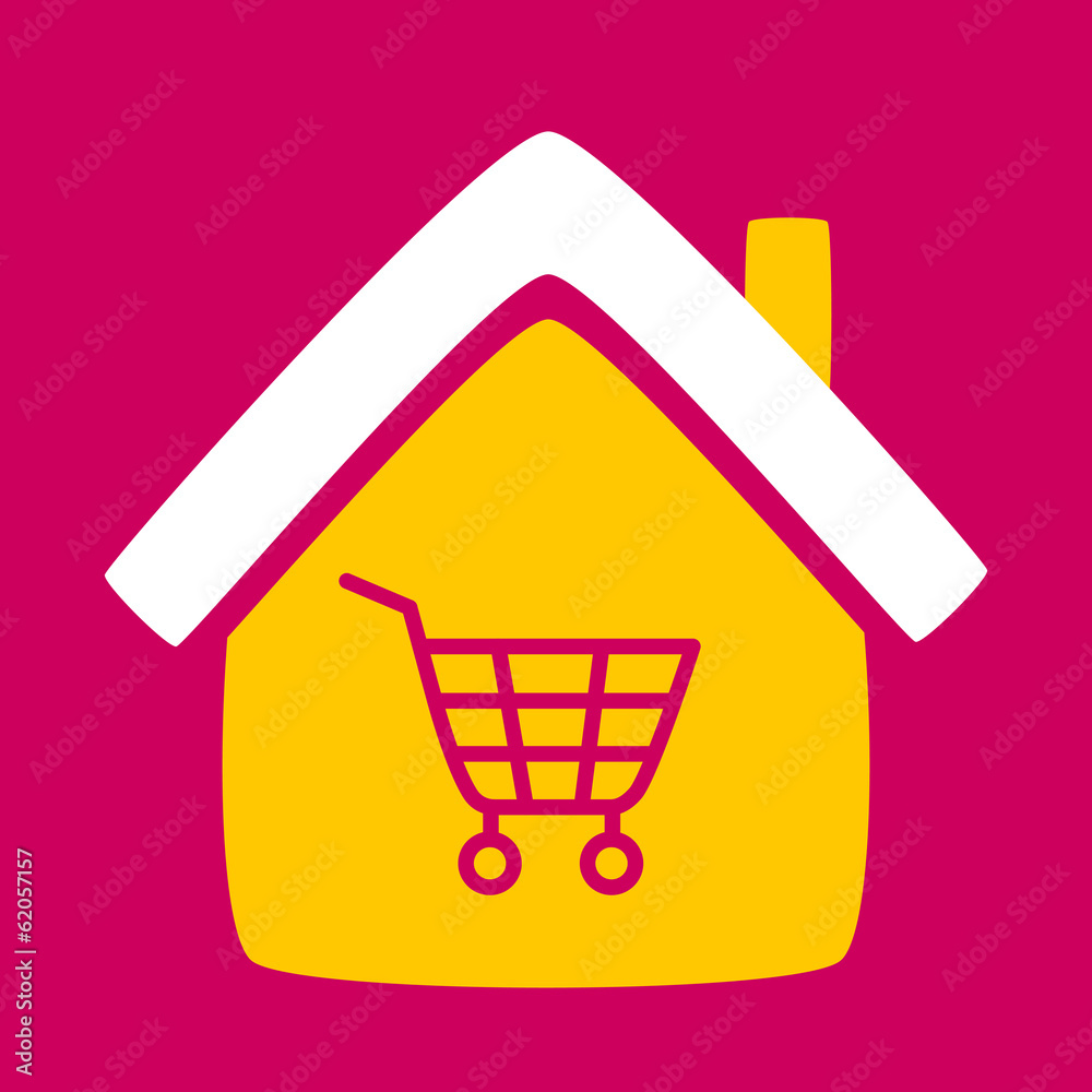house with a shopping cart. house with a shopping cart.