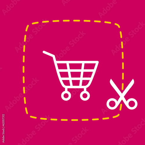 scissors cut sticker with a  shopping cart