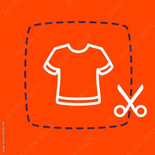 scissors cut sticker with a  T-shirt