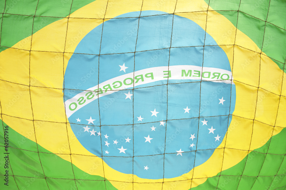 Obraz premium Brazilian Flag Soccer Football Net