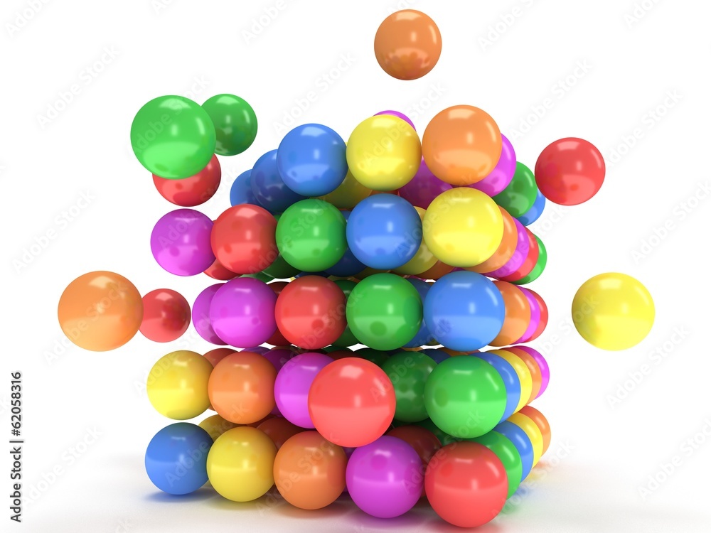 Orbs block. Assembling concept. On white. Orbs block. Assembling concept. On white.