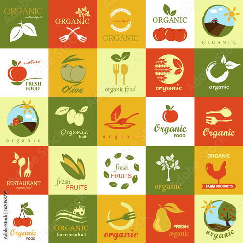 Organic Icons Set - Isolated On Background