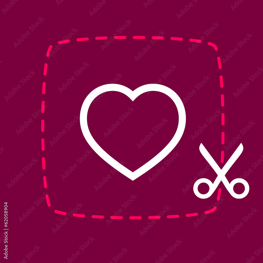 scissors cut sticker with a  Heart